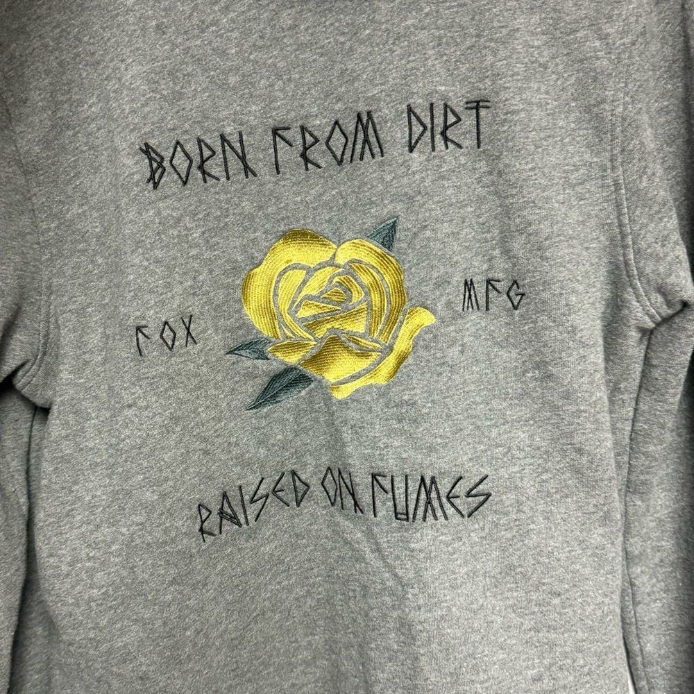 Fox Racing hoodie women’s size Medium M Raised on fumes rose design gray